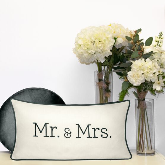 Celebrations ""Mr. & Mrs."" Embroidered Decorative Pillow , , alternate image number null