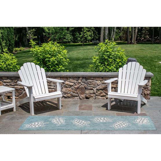 Liora Manne Carmel Seaturtles Indoor/Outdoor Rug Aqua 23"X7'6", , alternate image number null
