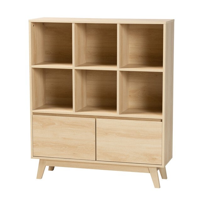 Danina Japandi Oak Brown Finished Wood Bookshelf, OAK BROWN, hi-res image number 0