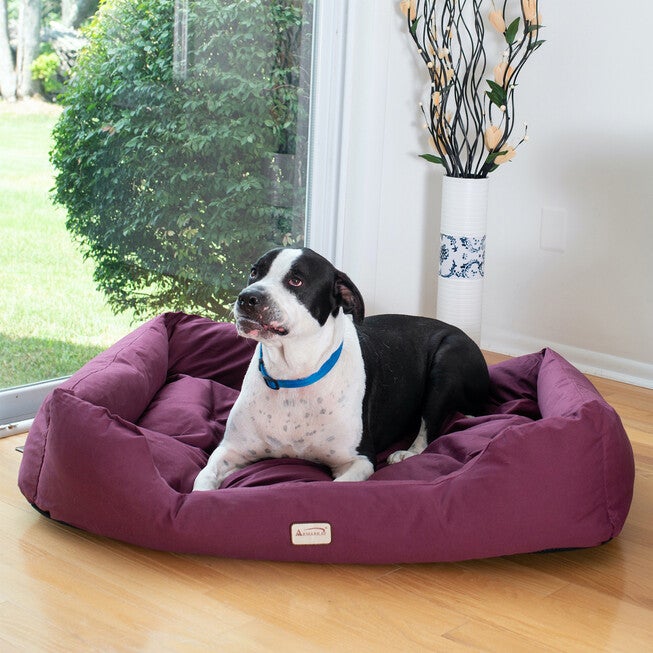 Bolstered Dog Bed, Anti-Slip Pet Bed, Burgundy, X-Large, , alternate image number null