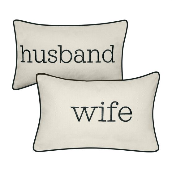 Celebrations ""Husband"" and ""Wife"" Embroidered Decorative Pillow , , alternate image number null