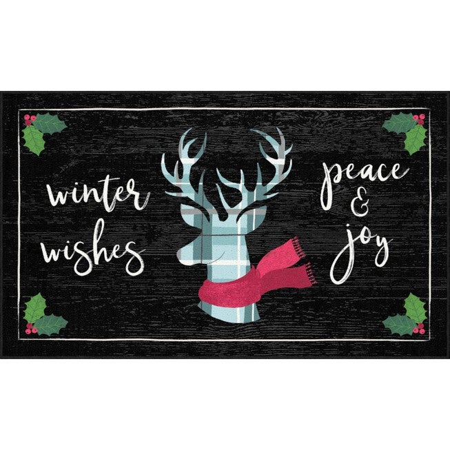 Winter Wishes Black Kitchen Rug, BLACK, hi-res image number 0