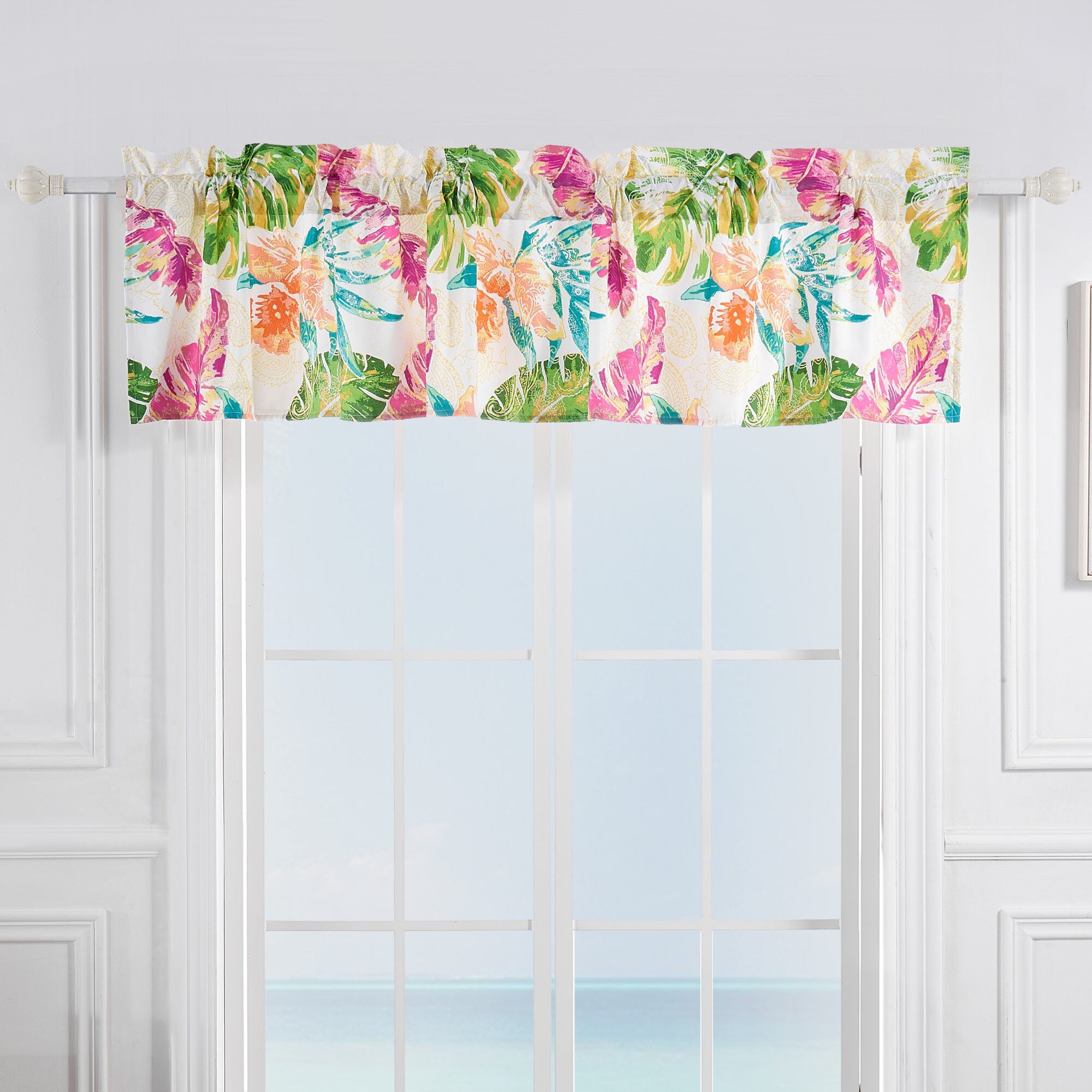 Tropics Window Treatment Valance Curtains, CORAL, alternate image number 2