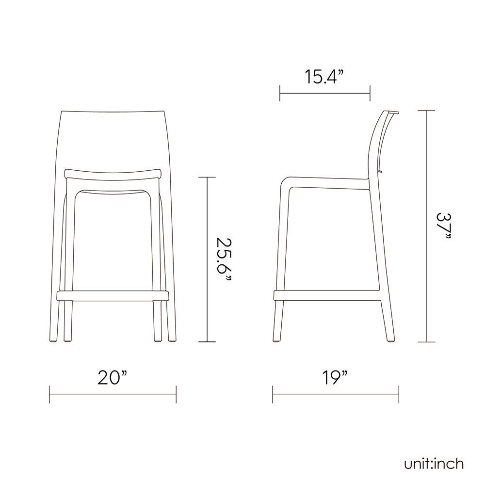 Set of 2 Sensilla Outdoor Stackable Counter Stools, WASABI GREEN, alternate image number 4