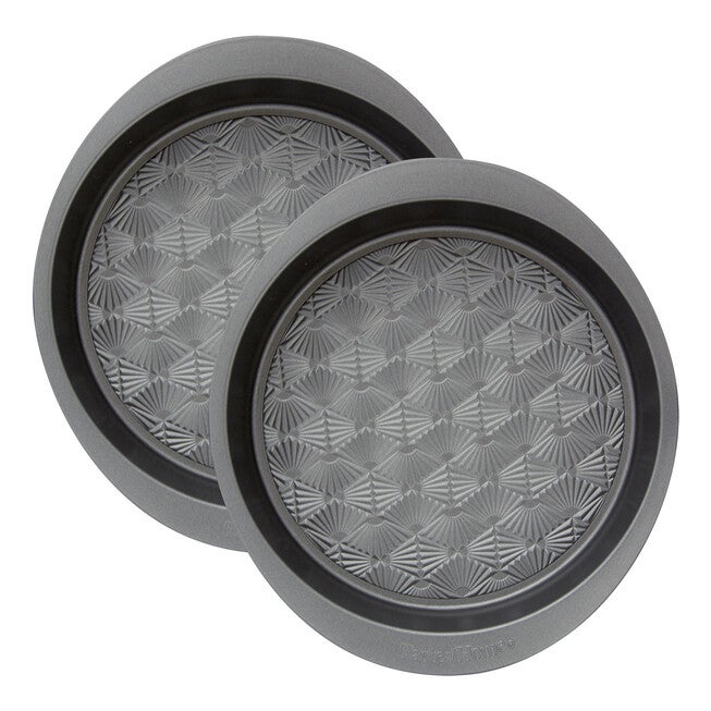 Set Of 2 9 Inch Non Stick Metal Round Baking Pan, ASH GREY, hi-res image number 0