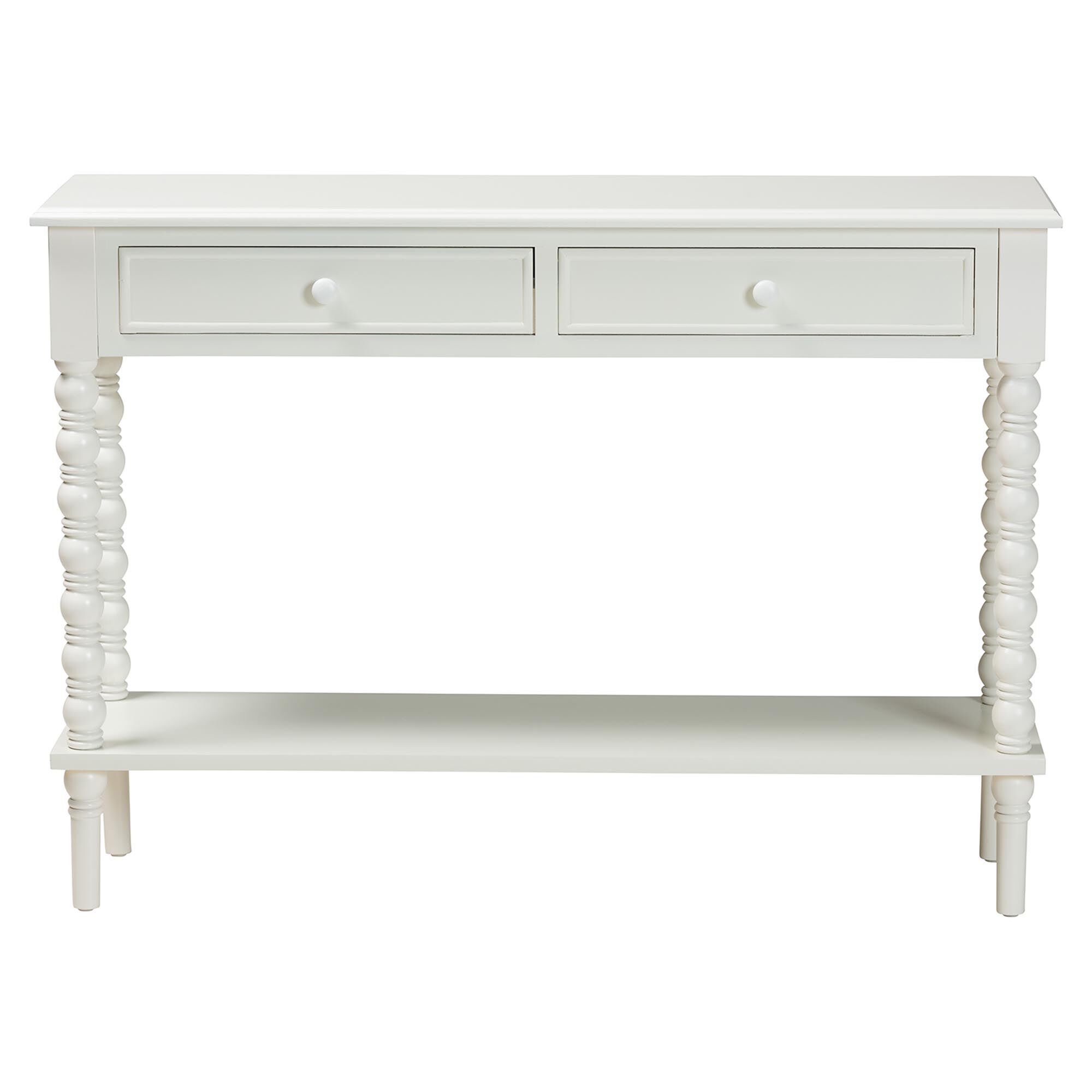 Malinda Classic Black Wood 2-Drawer Console Table with Spindle Legs, WHITE, alternate image number 3