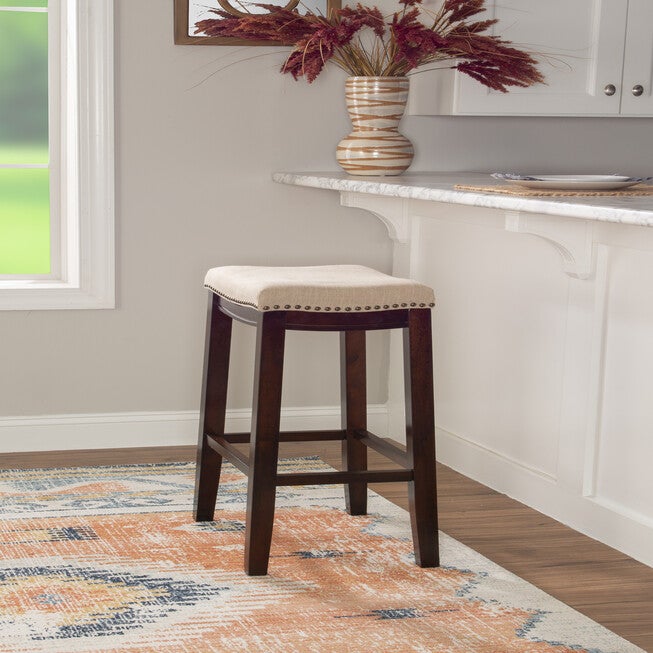 Claridge Linen Upholstered Seat Bar Stool, , alternate image number 6