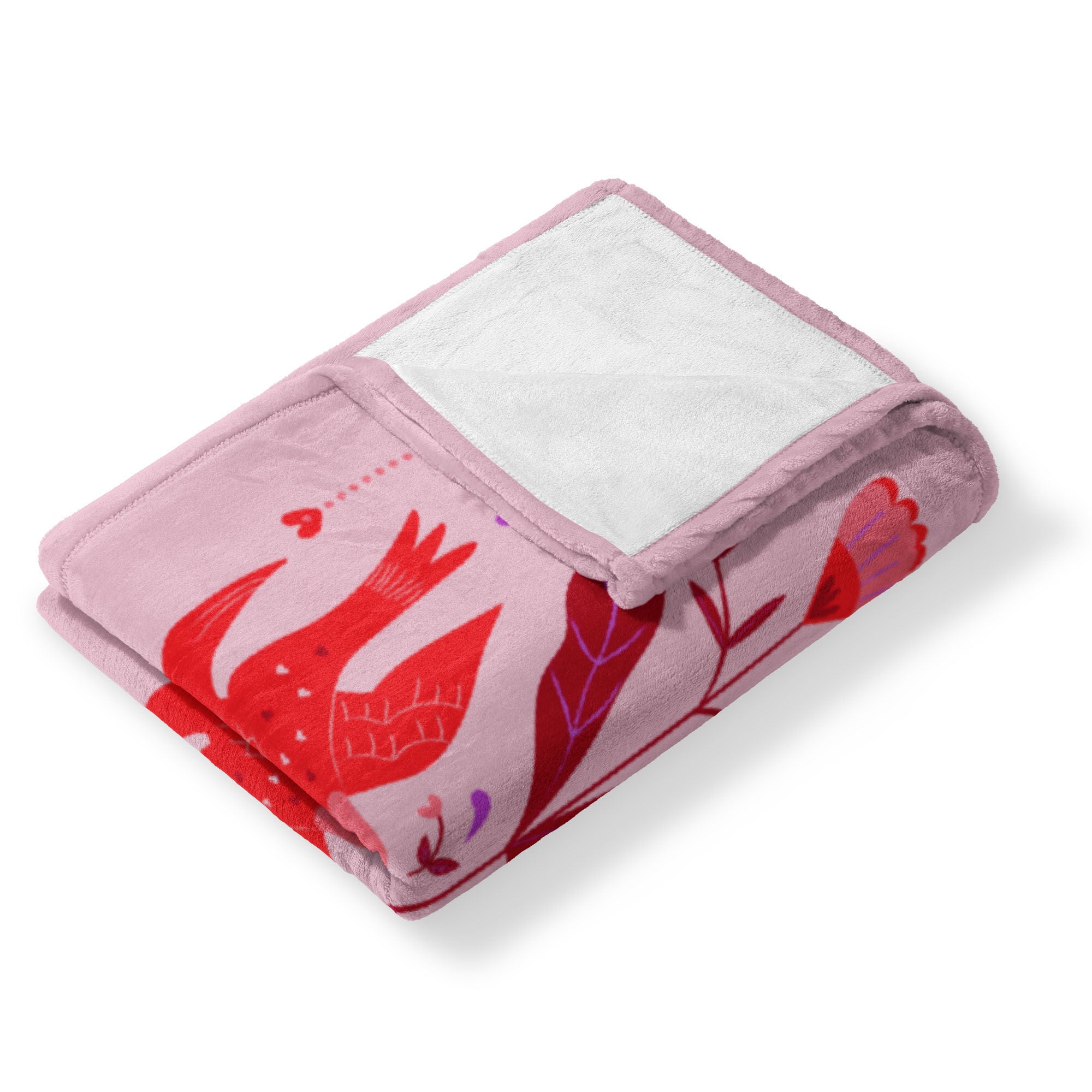 Valentine's Day Flying Birds Silk Touch Throw Blanket 50x60 Inches, FLYING BIRDS, alternate image number 3