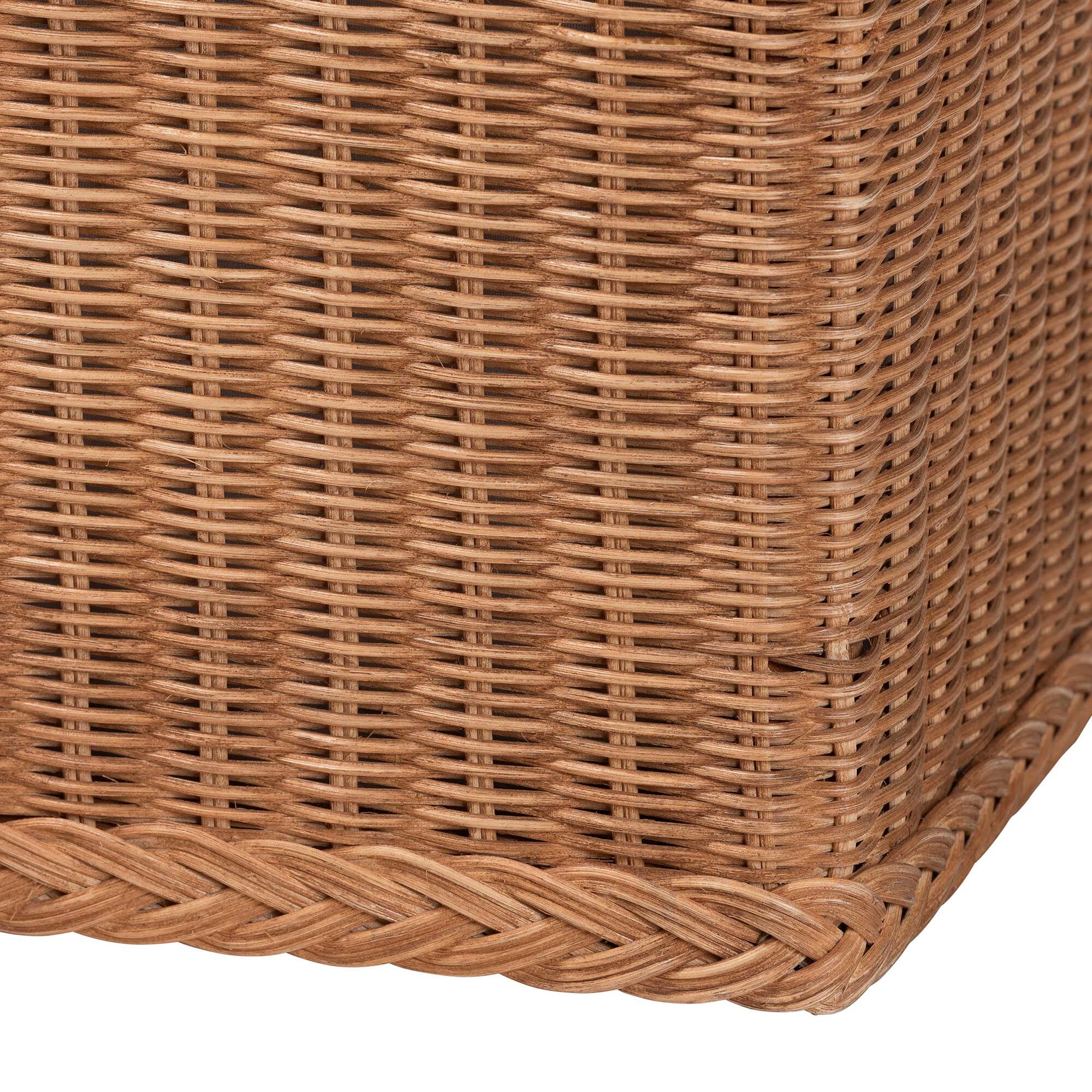 Eamon Braided Natural Rattan Storage Bench, BROWN, alternate image number 6