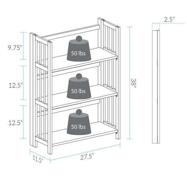 3-Shelf Folding Stackable Bookcase 27.5 inches Wide-Honey Oak, , alternate image number 6