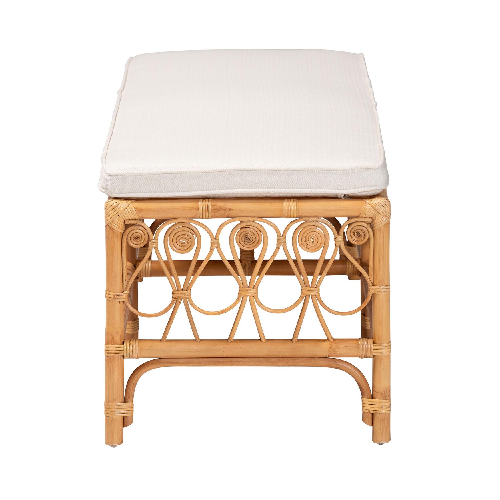 Ibiza Modern bohemian Natural Brown Rattan Bench, , alternate image number 8