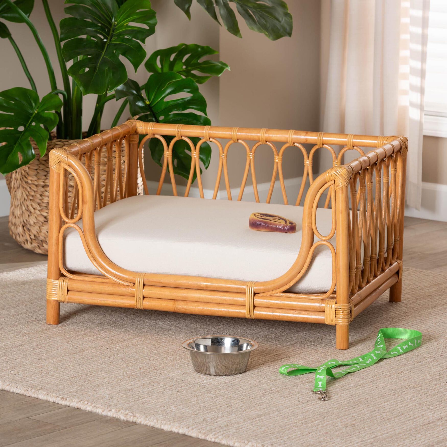 Kierra Bohemian Honey Rattan Pet Bed, , alternate image number 5