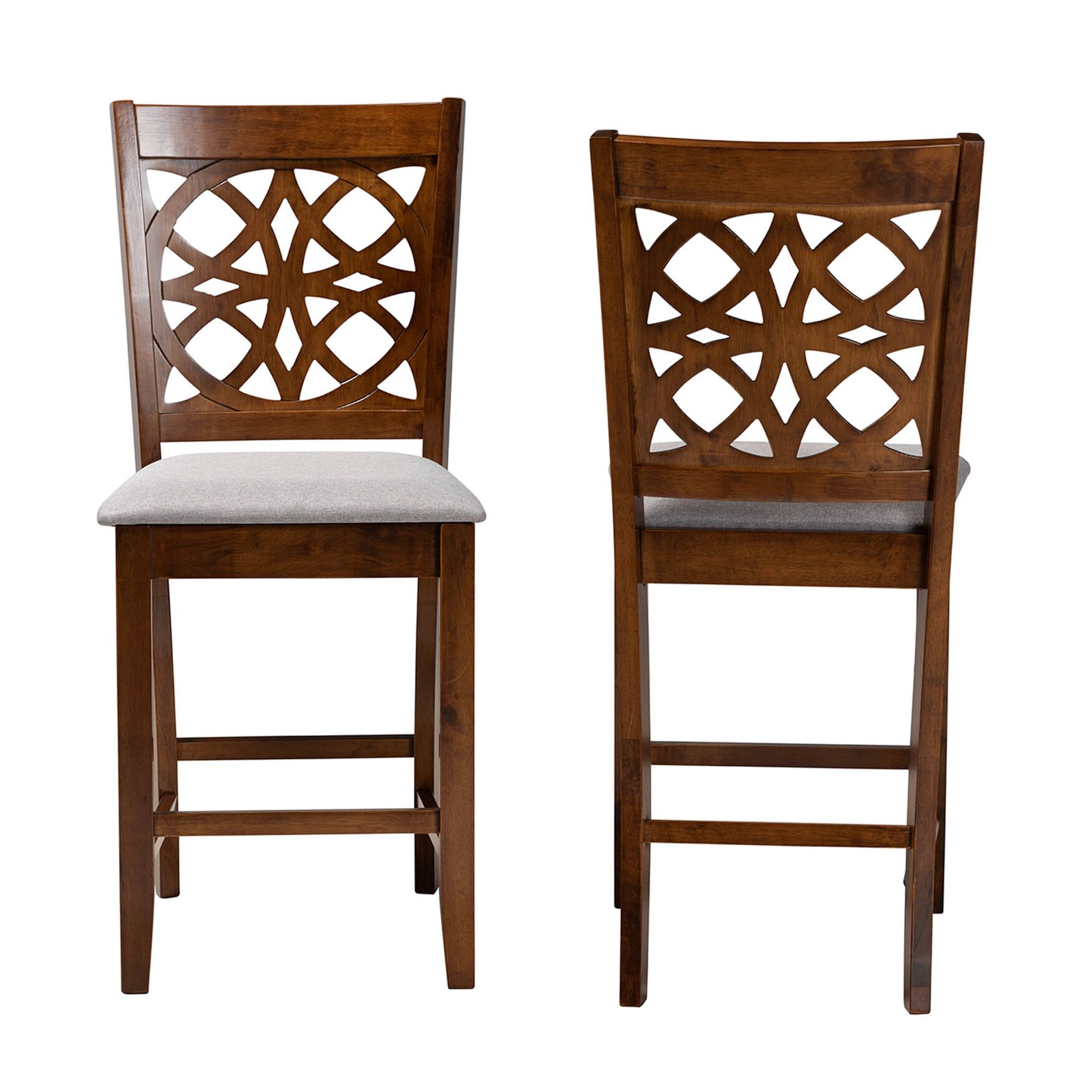 Abigail Modern Beige Fabric And Dark Brown Finished Wood 2-Piece Counter Stool Set, , alternate image number 15