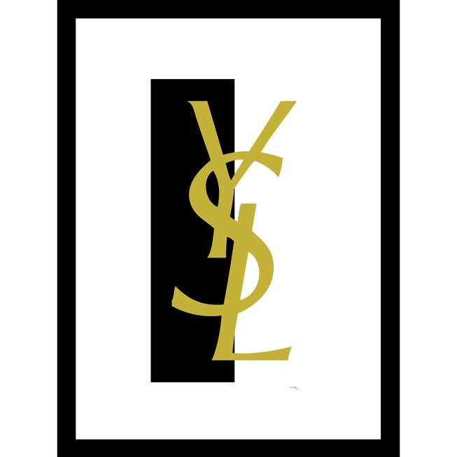 Yves Saint Laurent Logo Gold/Black 14 inches x 18 inches Framed Print, RED, hi-res image number null