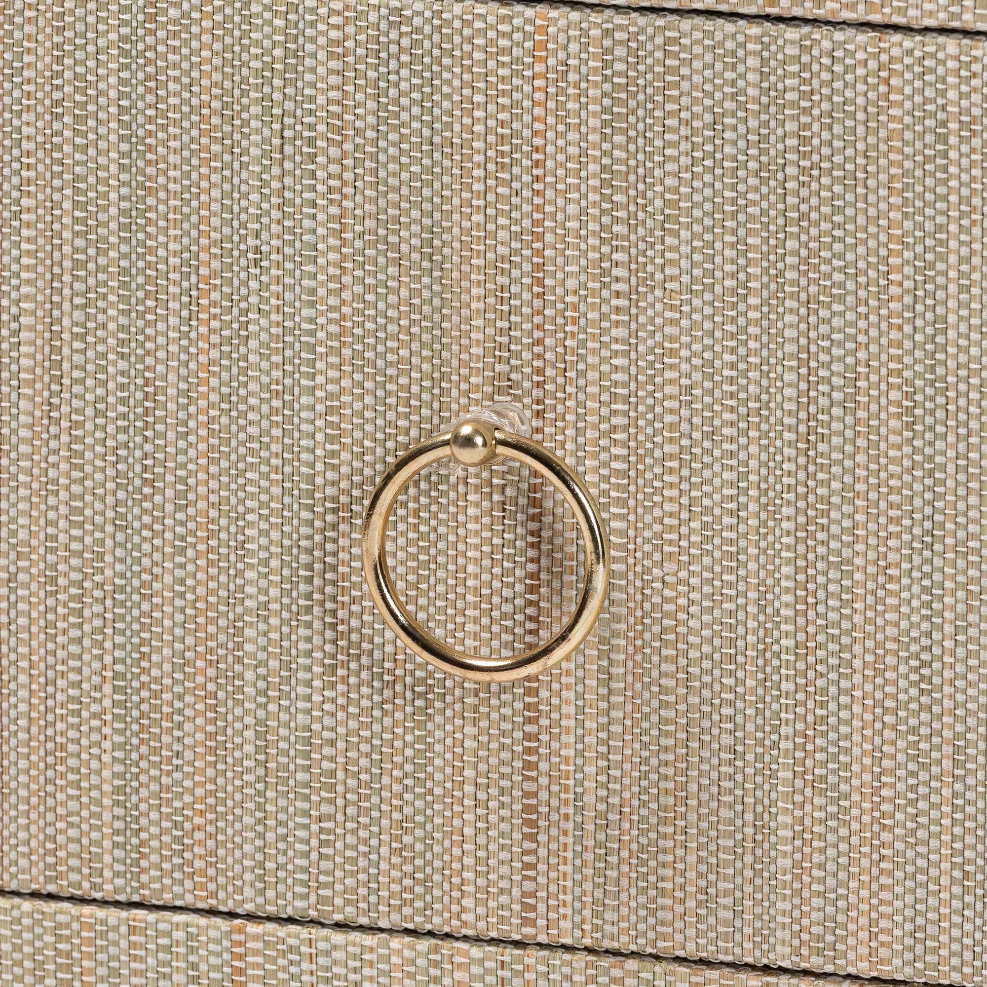 Quinn Bohemian Woven Natural Grasscloth 3-Drawer Nightstand, NATURAL, alternate image number 6