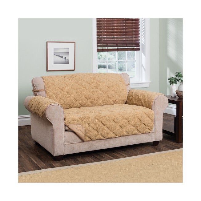 Hudson Reversible Sherpa to Microfiber XL SOFA Furniture Cover Burgandy, TOAST, hi-res image number null
