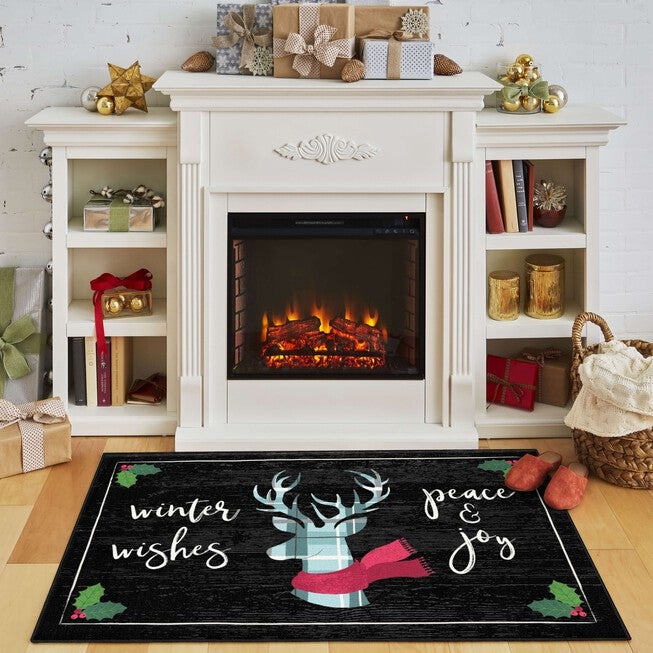Winter Wishes Black Kitchen Rug, , alternate image number 5