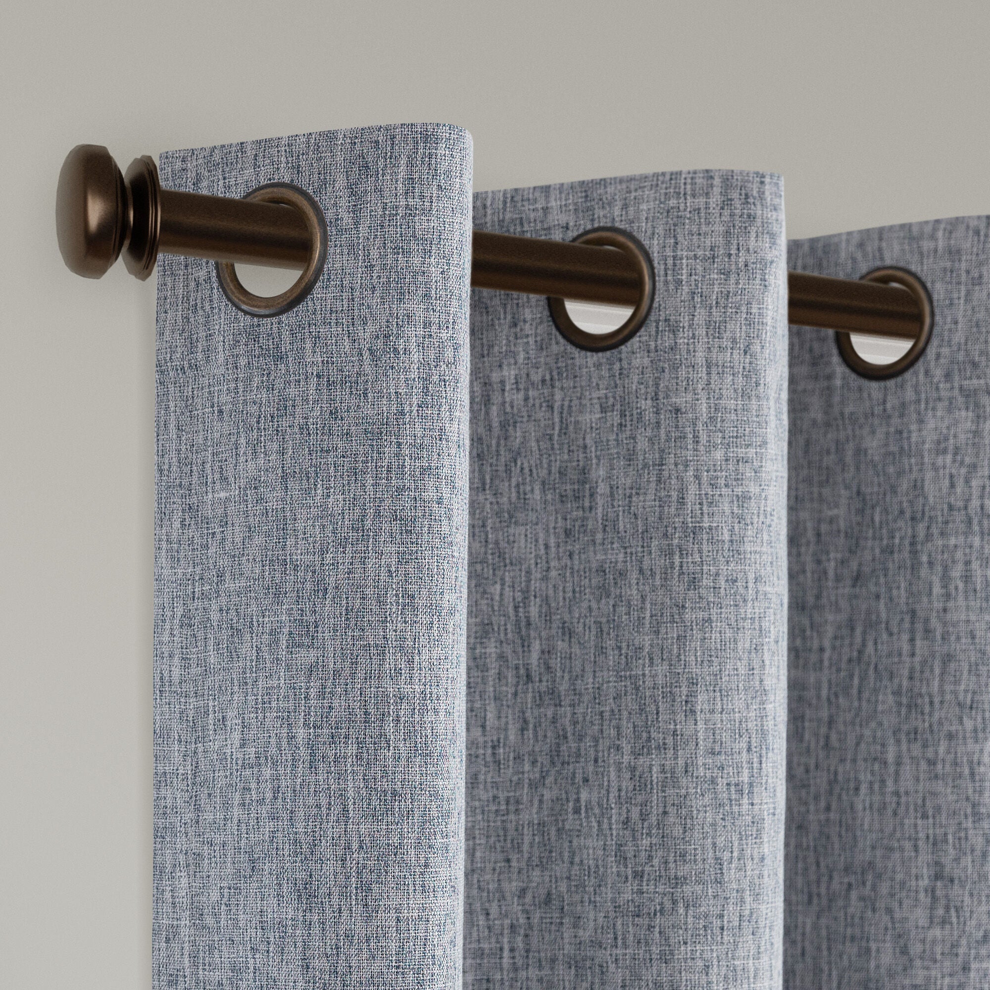 Linen Texture 100% Blackout Grommet Pair, HEATHER BLUE, alternate image number 2