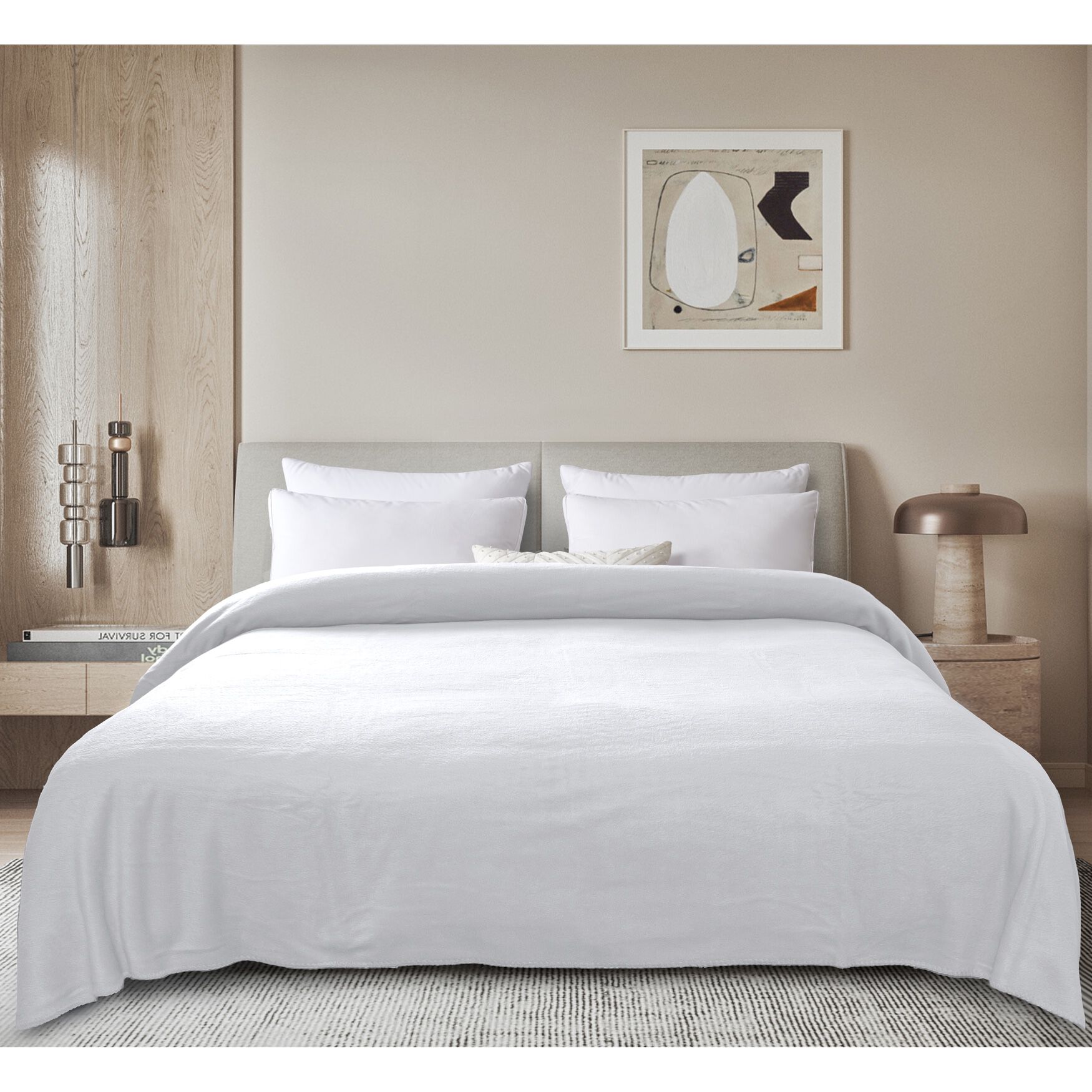 Supreme Warmth Pencewood Fleece Blanket, WHITE, hi-res image number 0