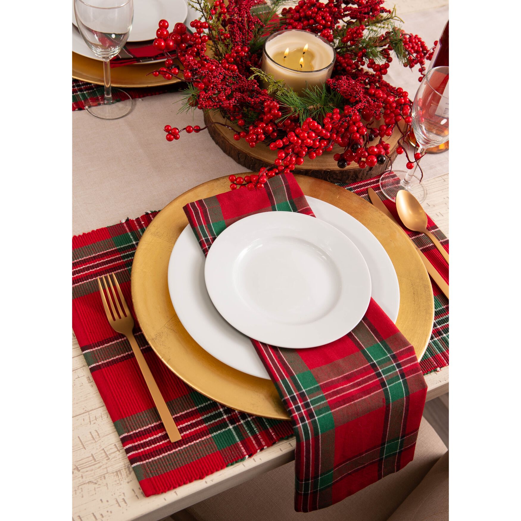 Holiday Plaid Napkin, Set of 6, , alternate image number 4
