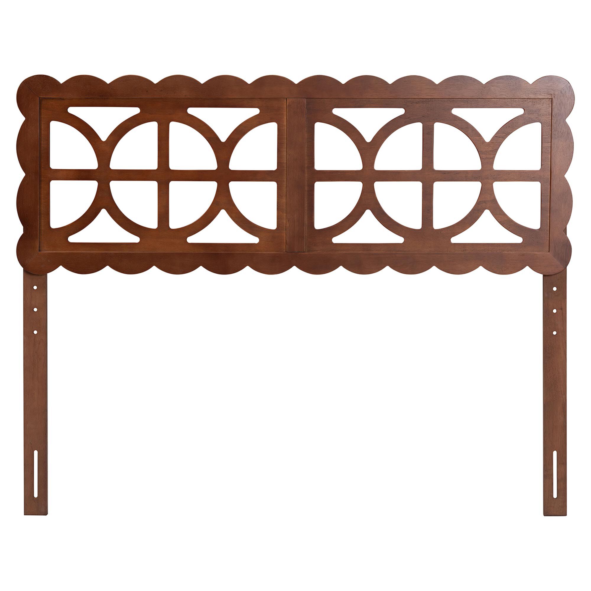 Nansen Wood Headboard with Scalloped Frame, Queen, Walnut, BROWN, alternate image number 2