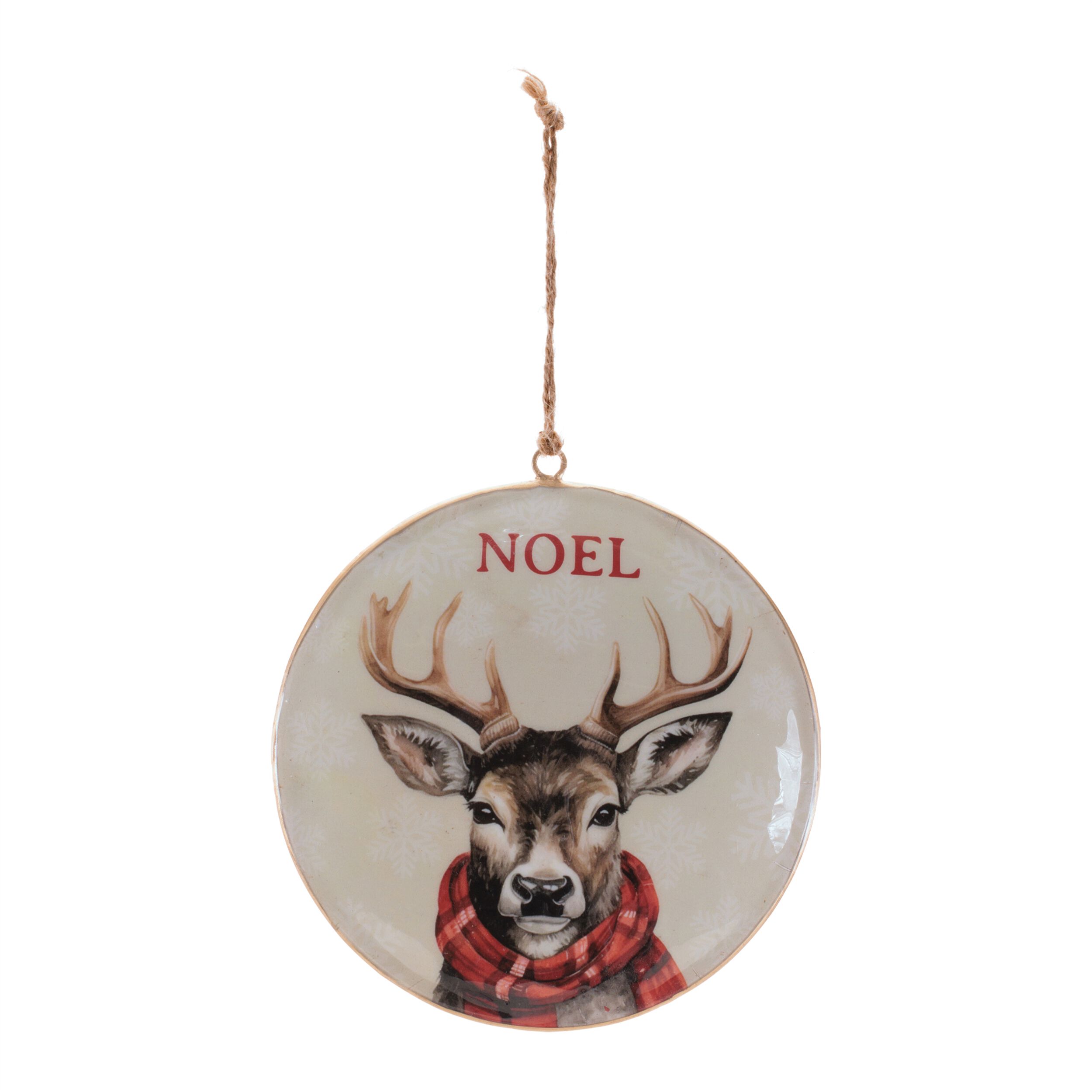 Iron Disc Deer Ornament  (Set of 6), CREAM BROWN RED, alternate image number 3