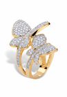 Yellow Gold Plated Cubic Zirconia Butterfly Wraparound Ring, , on-hover image number 1