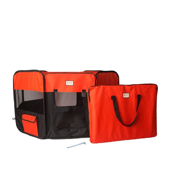 Portable Pet Dog Kitten Playpen In Black And Red Combo, BLACK RED, hi-res image number null