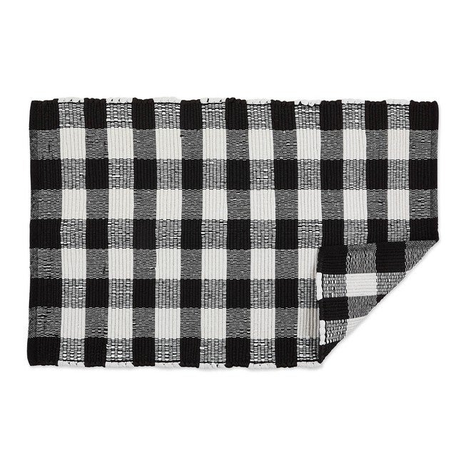 Black & White Buffalo Check Rag Rug 26X40, , on-hover image number null