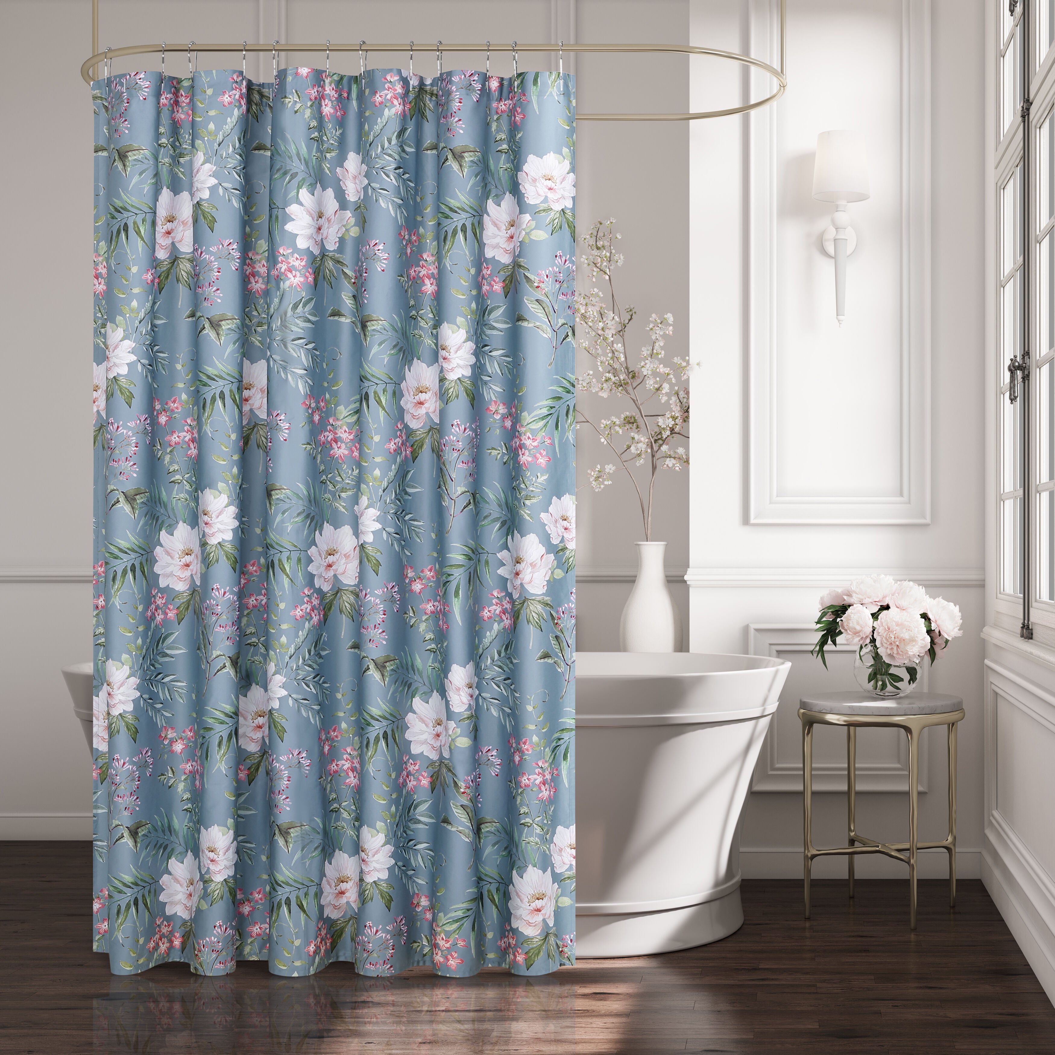 SAVANNAH SHOWER CURTAIN, TURQUOISE, hi-res image number 0
