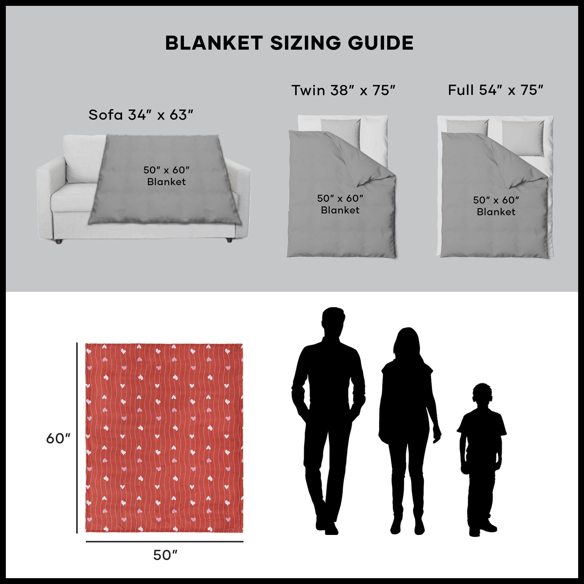 Valentine's Day Line Hearts Silk Touch Throw Blanket 50x60 Inches, LINE HEARTS, alternate image number 5