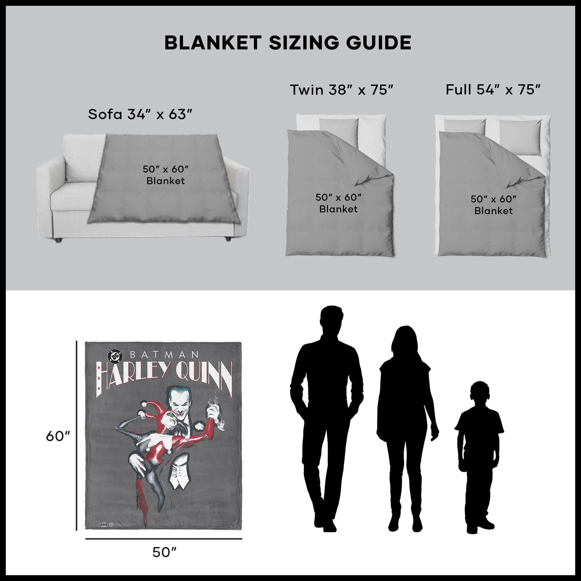 Warner Bros. DC Joker Tango Silk Touch Throw Blanket 50x60 Inches, BLACK, alternate image number 5