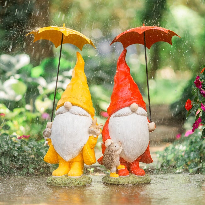 Garden Gnome With Umbrella And Woodland Animals (Set Of 2), , alternate image number 4