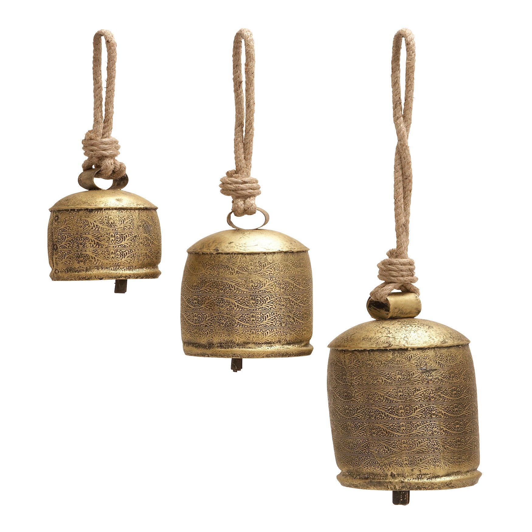 Set Of 3 Bronze Metal Rustic Windchime, BRONZE, hi-res image number 0