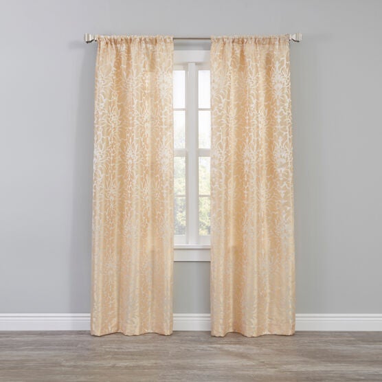 Jasmine Jacquard Rod-Pocket Panel Set — 2 Pack, TAUPE