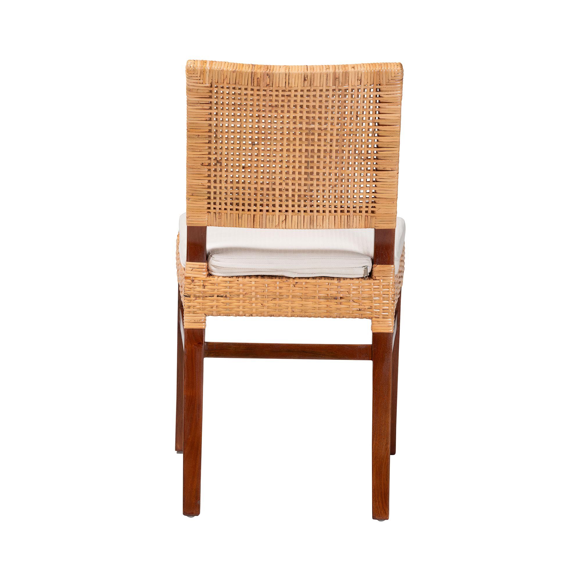 Lesia Natural Rattan Dining Chair with Cushion, BROWN, alternate image number 4
