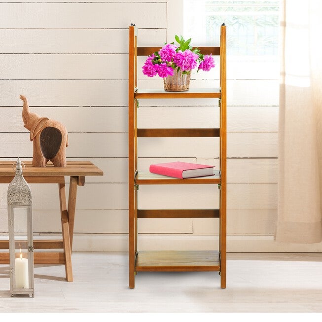 3-Shelf Folding Bookcase 14 inches Wide-Honey Oak, , alternate image number 8