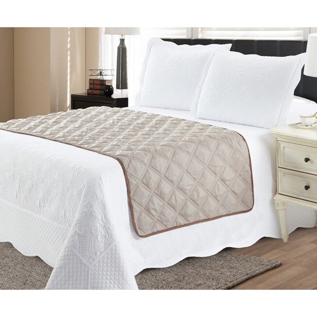 Solid Reversible Quilted Bed Runner Protector, , alternate image number 4