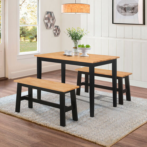 New York Table & 2 Benches, NATURAL BLACK, hi-res image number null