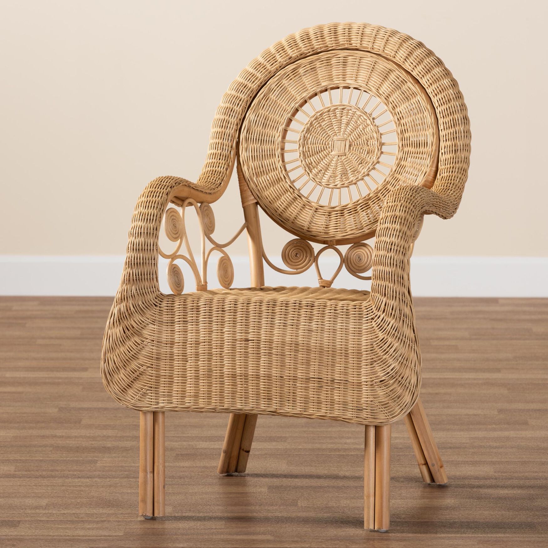 Putri Modern Bohemian Natural Rattan Arm Chair, , alternate image number 8
