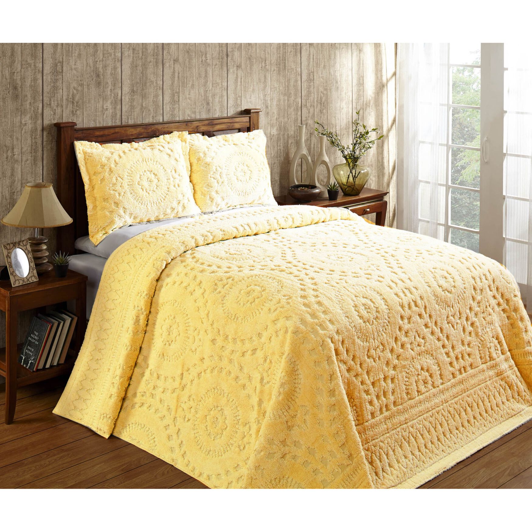 Rio Collection 100% Cotton Bedspread Set, YELLOW, hi-res image number 0