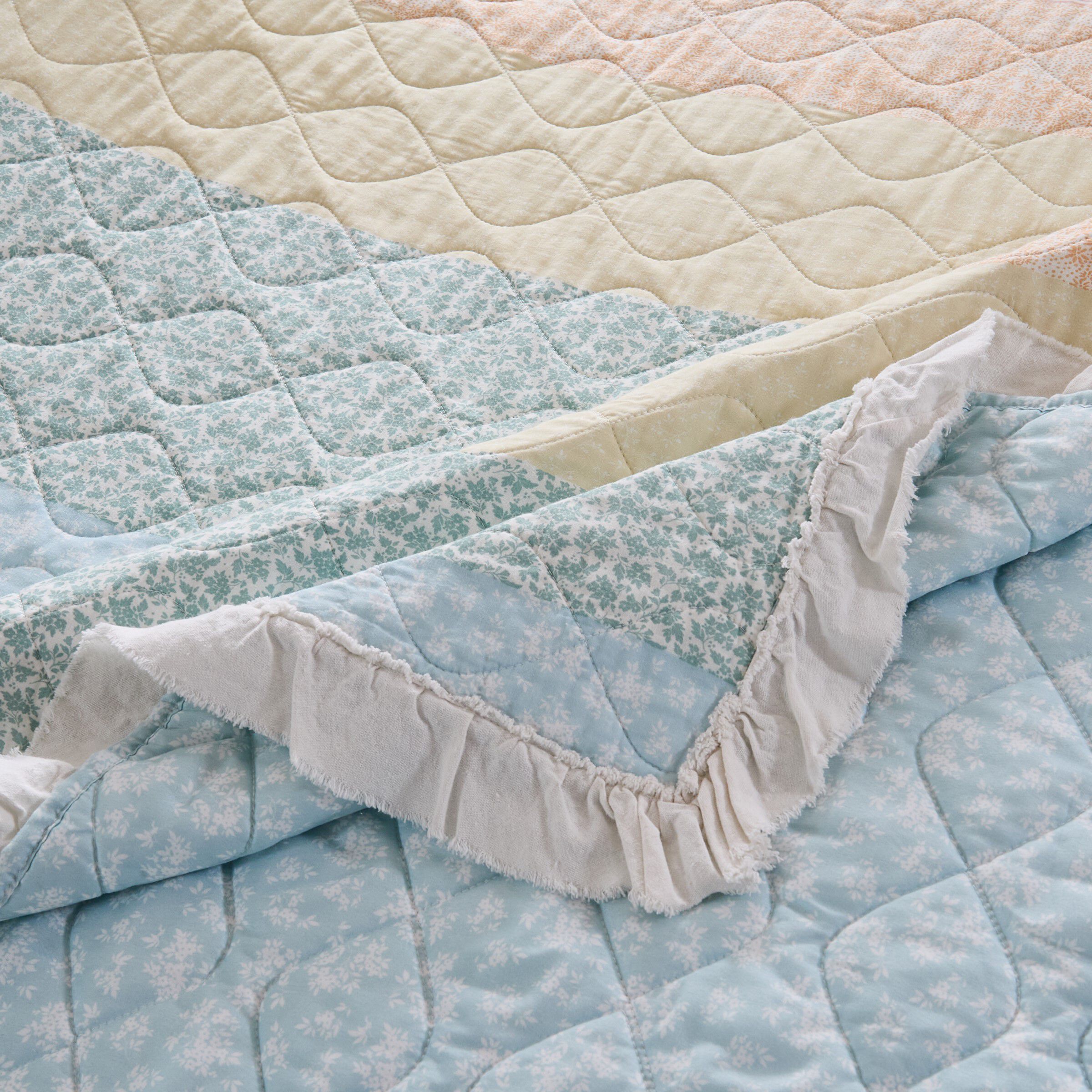 Tessie Ruffled Shabby Chic Quilted Throw Blanket, PASTEL, alternate image number 2