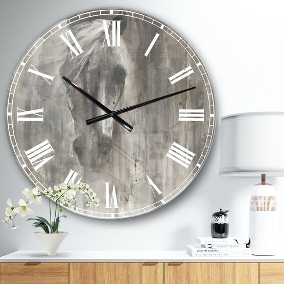 Farmhouse Horse Farmhouse Wall Clock, GREY, hi-res image number null