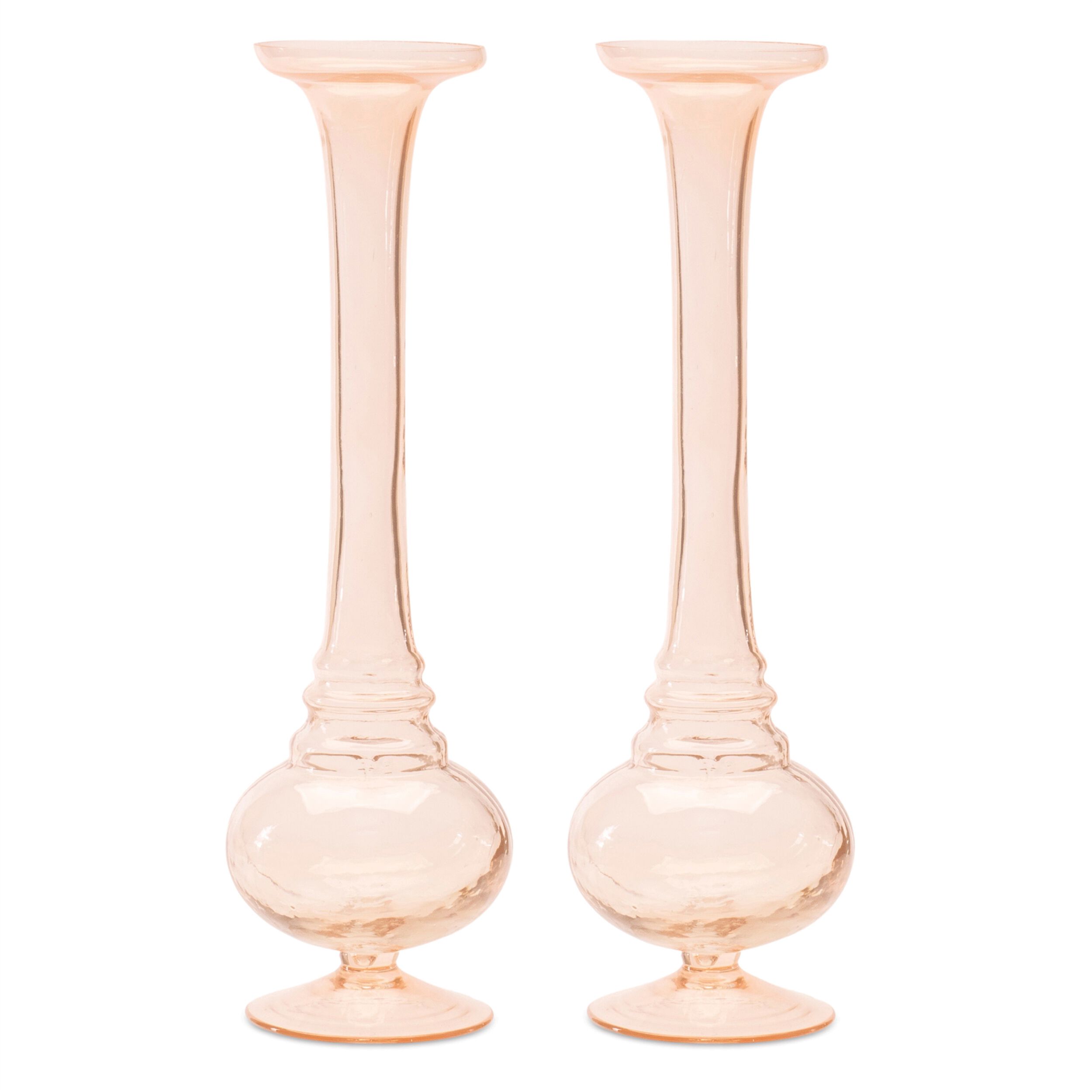 Pink Glass Stem Vase (Set of 2), PINK, alternate image number 1