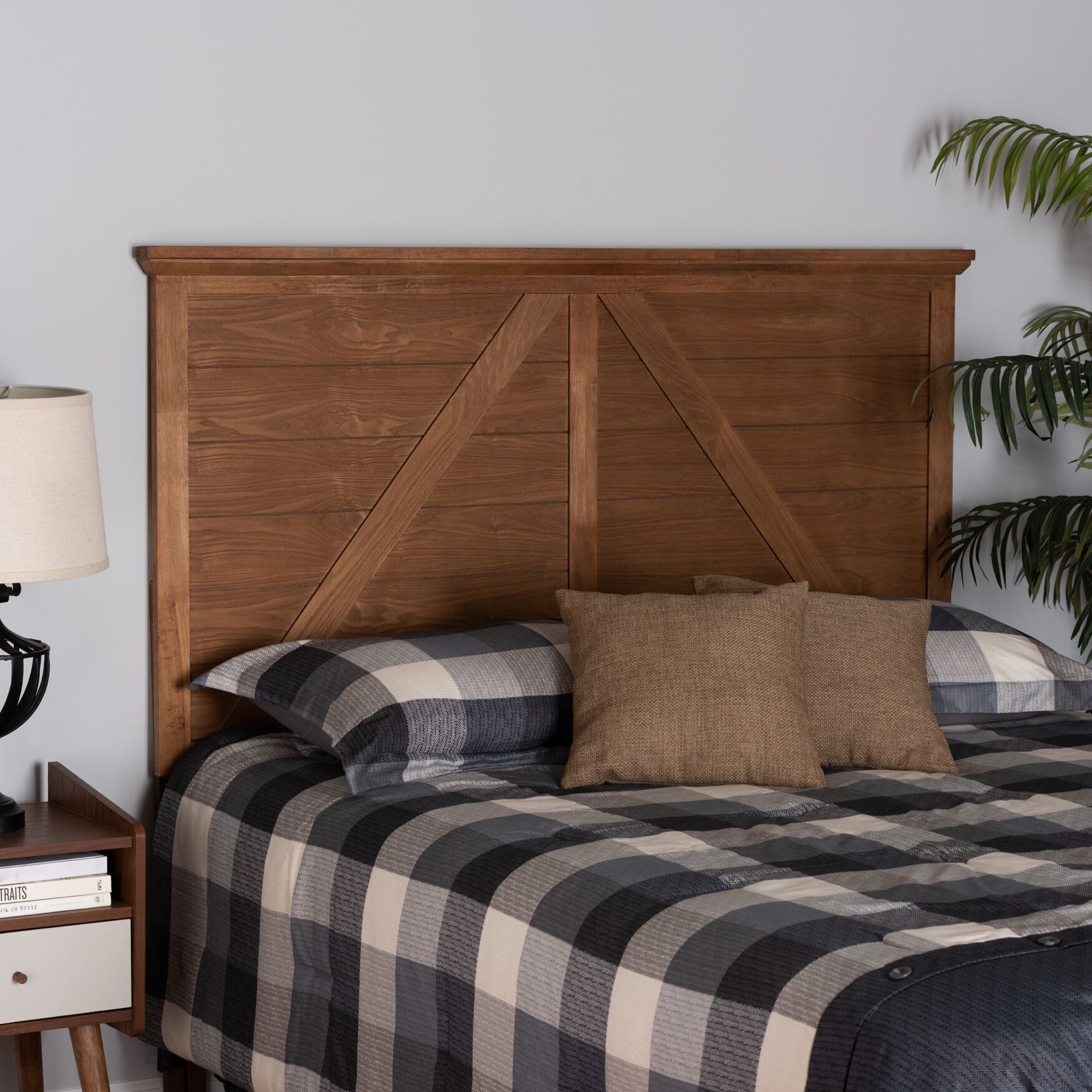 Yorick Classic And Traditional Ash Walnut Finished Wood Queen Size Headboard, , alternate image number 4