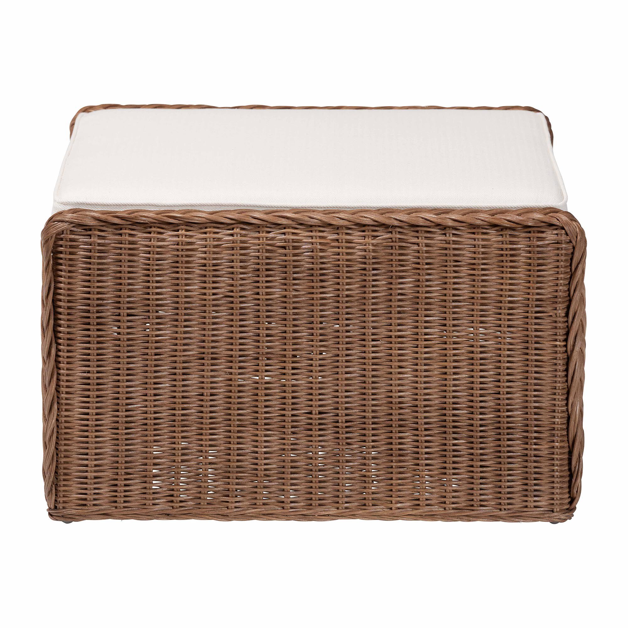 bali & pari Derris Bohemian Peanut Brown Braided Rattan Footstool, PEANUT BROWN, alternate image number 3