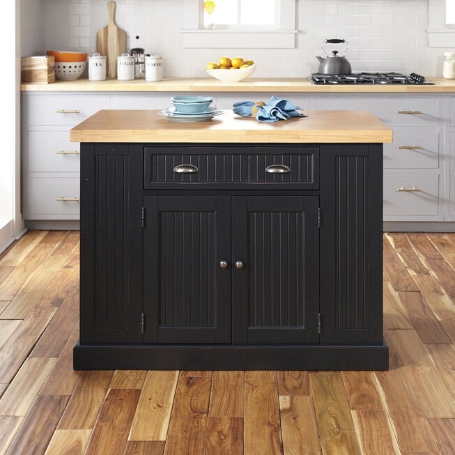 Nantucket Black Kitchen Island, BLACK, hi-res image number 0