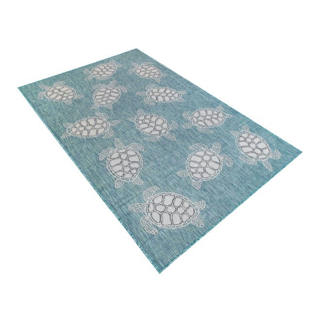 Liora Manne Carmel Seaturtles Indoor/Outdoor Rug Aqua 23 inchesX7 feet 6 inches, , alternate image number 5