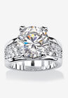 Platinum-Plated Round Engagement Ring Cubic Zirconia (7 cttw TDW), PLATINUM, hi-res image number null