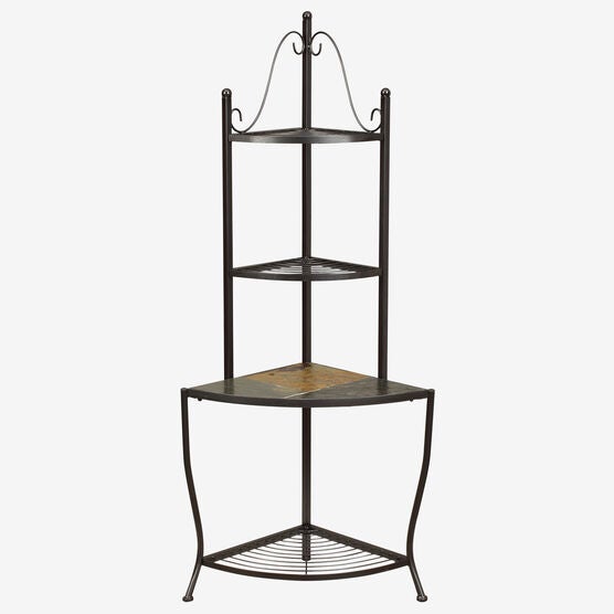 Corner Baker's Rack with Slate Top, BLACK METAL, hi-res image number null